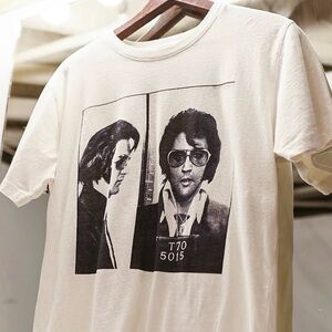 Elvis Presly mug shot Photo white tee